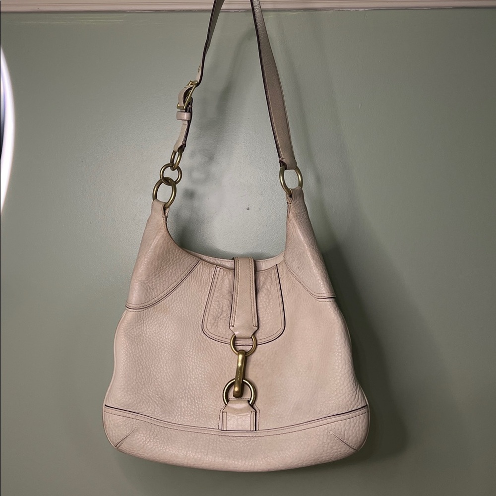 Vintage Cream Leather Coach Purse